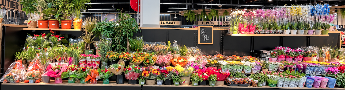 Rayon fleurs en grande surface